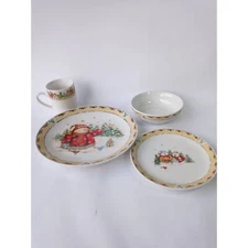 Debi Hron Home Snowman Dinnerware 4pc Place Setting Dinner Salad Plate Bowl Cup