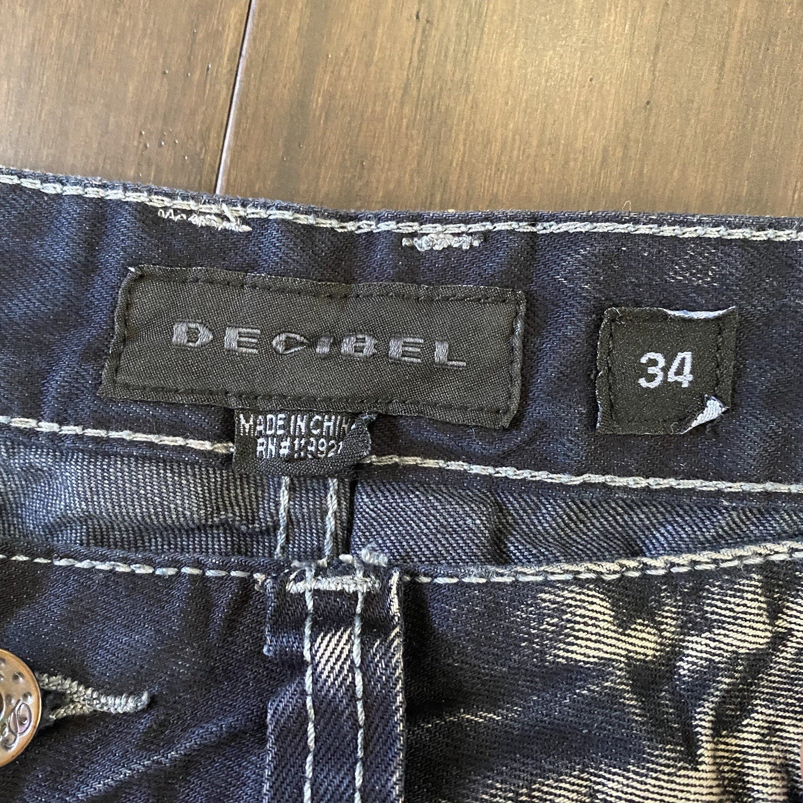 DECIBEL Blue Denim Paint Splatter Distressed Zip Fly … Gem