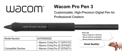 Wacom Pro Pen 3: art stylus Digital art Pen works for Cintiq Pro