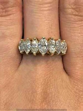 2CT Wedding Anniversary Marquise Cut Moissanite Ring Band 14k Yellow Gold Plated