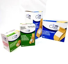 Dynarex Sterile Adhesive Sheer Plastic & Fabric Bandages Box of 100 Pcs