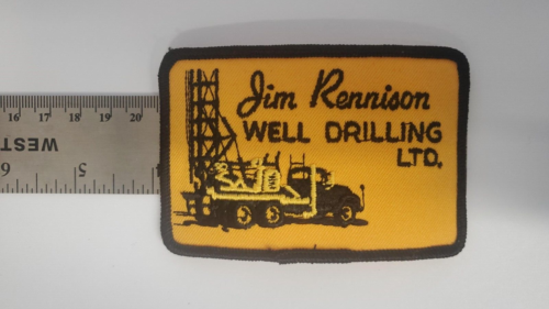 Oil Well Drilling Truck Vintage Patch Hat Badge Jim Renison Trucker Advertising - Foto 1 di 3