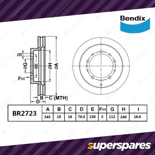 Bendix Rear ULT4WD Disc Brake Rotors for Toyota Landcruiser UZJ VDJ200 URJ202 - Picture 6 of 6