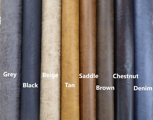 Faux Leather Upholstery Fabric AGED LOOK DISTRESSED STYLE FINISH (11 Colours) - Picture 3 of 17