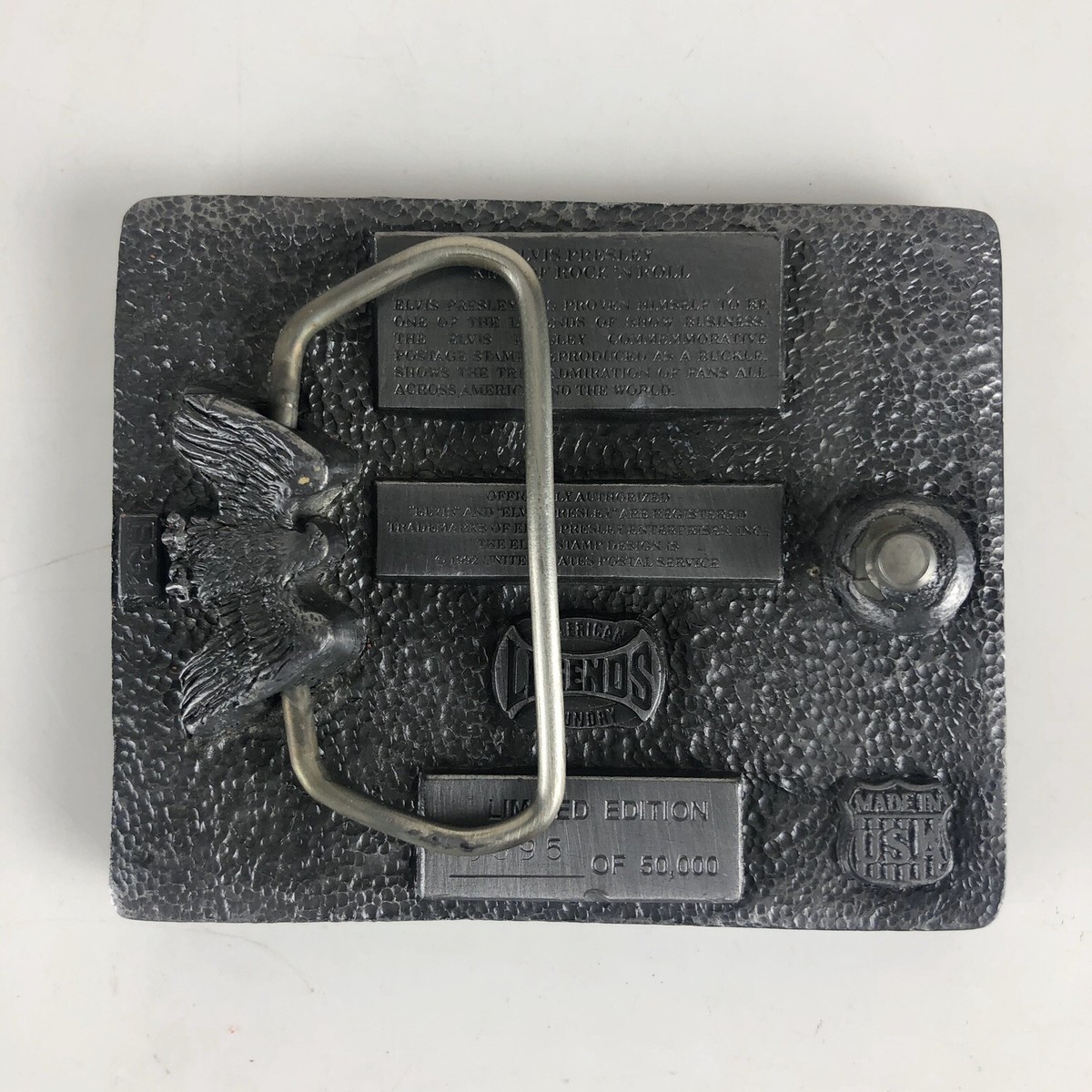 Vintage Pewter Elvis Presley 29 Cent Stamp Belt Buckle