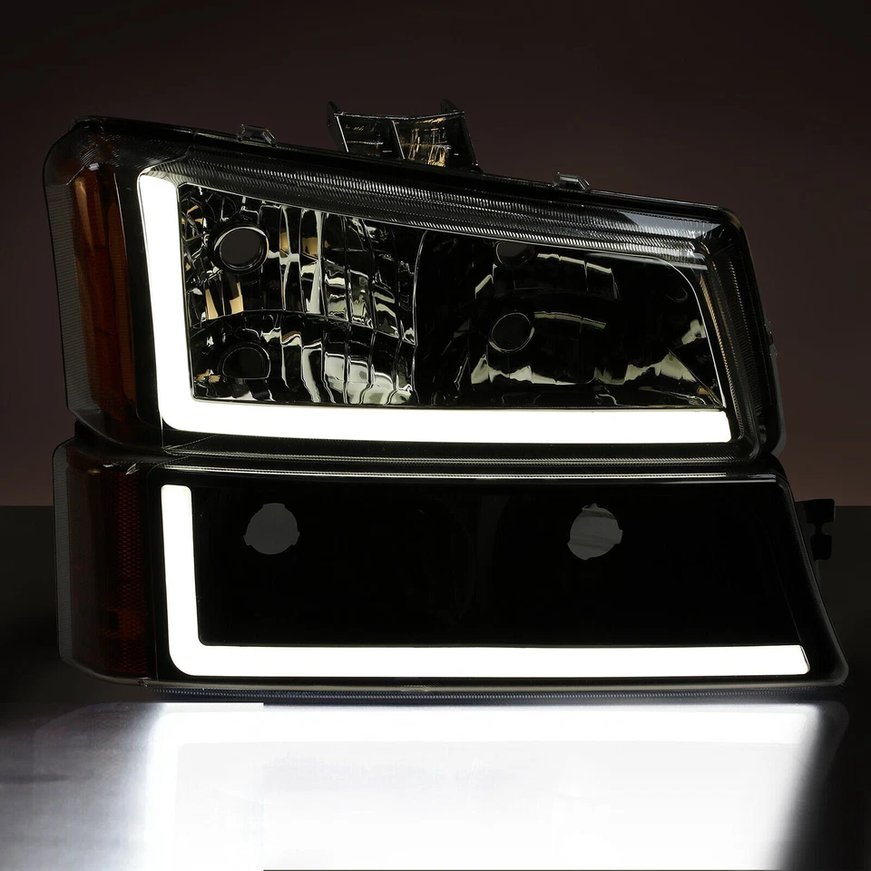 PARA CHEVY SILVERADO AVALANCHE 03-07 LED DRL FAROS PARACHOQUES LÁMPARAS CROMO/NEGRO Foto 4 de 4