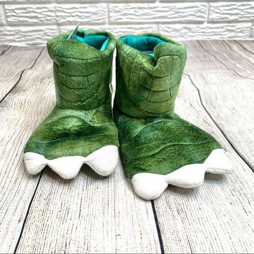 Cat & Jack Green Dinosaur Godzilla Slipper Boots Size 12-24 Months Baby Infant - Picture 3 of 6