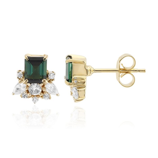 Cavill Ohrringe Damen 2,03Ct Indigolith Sterlingsilber Vergoldet Elegant-image