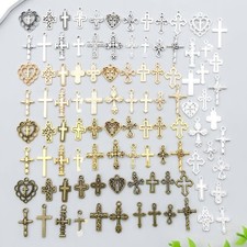 BULK 100Pcs Cross Mixed Charms DIY Jewelry Ma...