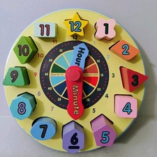 Melissa  Doug Classic Wooden Puzzle Shape Sorting Clock Block Toy