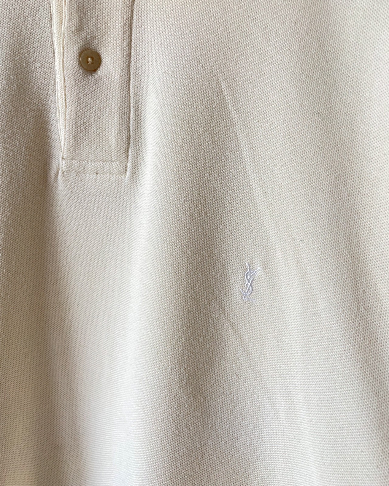 Polo vintage Yves Saint Laurent avorio ricamo logo taglia M
