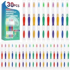 Navona 30 Pack Individually Wrapped Medium Soft Toothbrushes for Kids Travel