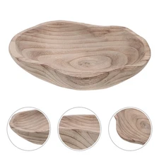 Garden Wooden Bird Bath Bowl Rustic Basin Water Feeder for Outdoor Wildlife