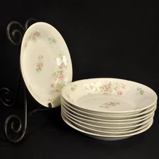 GDA Charles Field Haviland 8 Coupe Soup Bowls Pink Roses Green Shamrocks Limoges