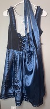 Authentic Lifos German Dirndl  apron Oktoberfest Bavarian Folk Blue Black S 38