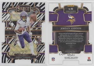 2023 Panini Select Concourse Zebra Prizm Die-Cut Jordan Addison #66 Rookie RC