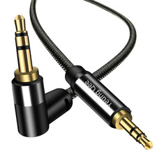 3.5mm Aux Cable 1.5 ft, 3.5mm Nylon Braided Male to Male Stereo Audio Cable Audi