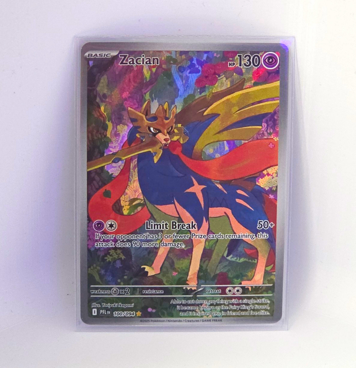 Pokémon TCG Zacian Illustration Rare Holo EN Me02 Phantasmal Flames 100/094