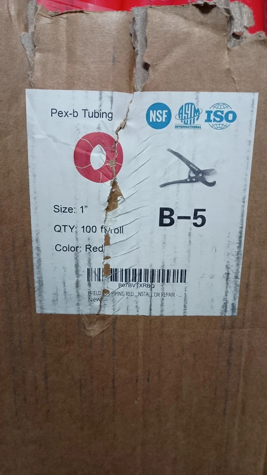 1" x 100ft Red Pex Tubing/Pipe(NSF) Pex-B 1-inch 100 ft Potable Water NonBarrier - Image 2 of 3