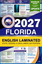 2027 Florida FL LABOR LAW POSTER (Federal & State) English Laminated
