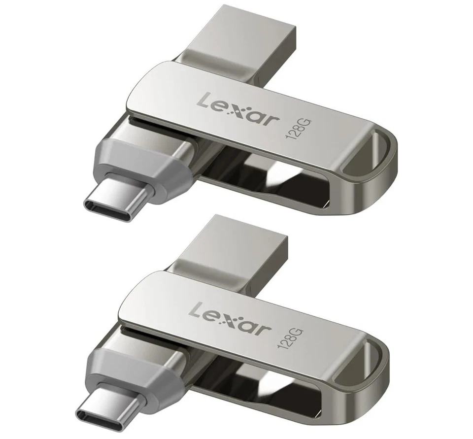 2 Упаковки совершенно новый Lexar 128GB 2-в-1 двойной флэш-накопитель USB-C и USB-A - Изображение 2 из 4