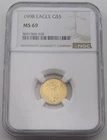 1998 $5 Gold Eagle NGC MS69 1/10 oz Gold - 8691000-038