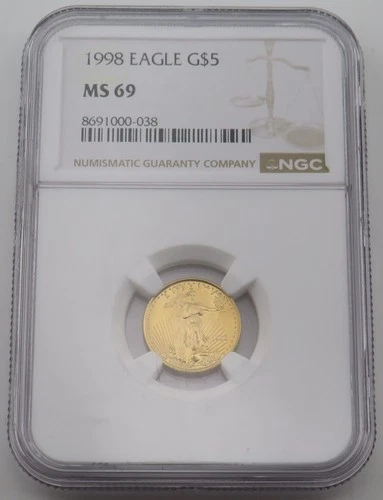 1998 $5 Gold Eagle NGC MS69 1/10 oz Gold - 8691000-038