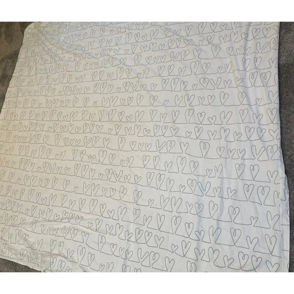 Edredón vintage años 90 IKEA KARLEKSORT Hearts Beat Full Queen talla 84 X 94 blanco gris Foto 4 de 4