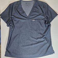 Figs Scrub Top Womens XL Metallic Blue Technical Collection Medical Workwear