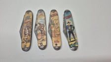 4 Novelty Pocket Knives Wild Bill Hickock, Tonto, Lash Larue, Hopalong Cassidy