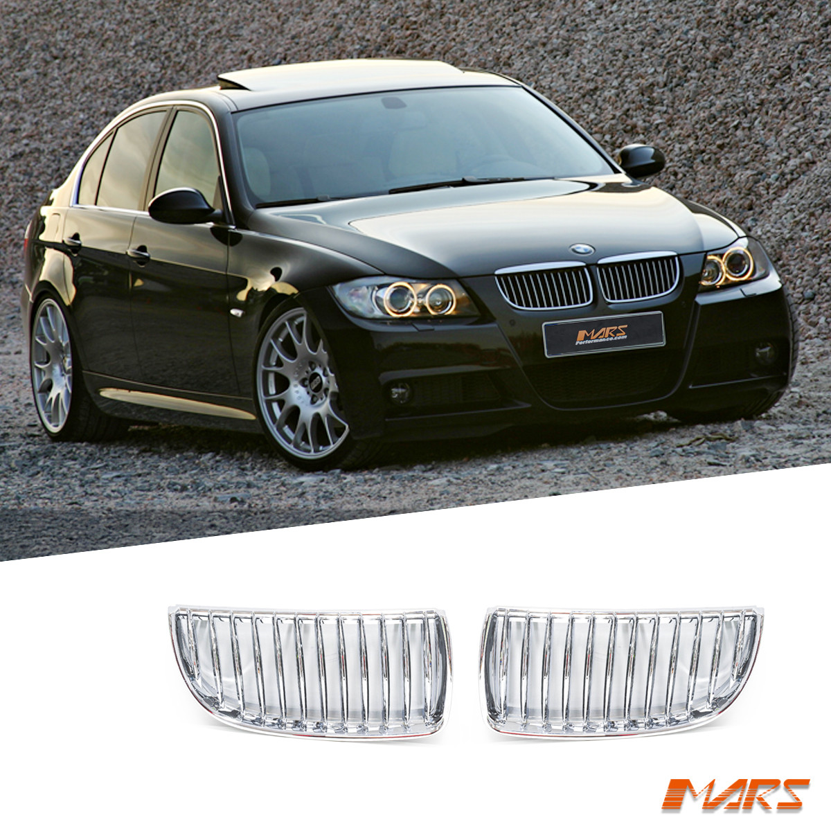 希少　HAMANN製フロントバンパー　 E90/91 M3 3シリーズ Chrome M3 Grill Grille for BMW E90 E91 05-08 320i 323i 325i 330i