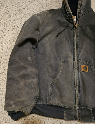 Vintage Carhartt J68PTL Petrol Hooded Sandstone Quilted Work