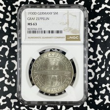 1930-D Germany Graf Zeppelin 5 Mark NGC MS63 Lot#G2313 Large Silver! Low Mintage