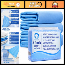 XL Washable Underpads 36x54" 3 Pack - Reusable Waterproof Incontinence Bed Pad