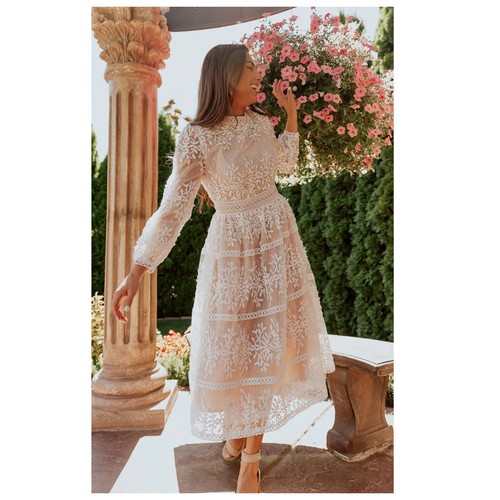 NWT Ivy City Co Sicily Midi Dress in Champagne Lining Size Large