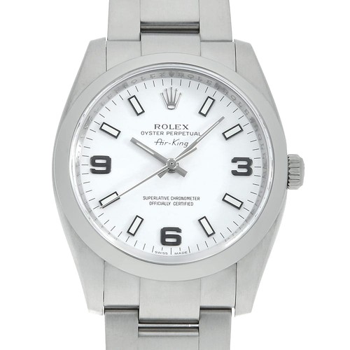 ROLEX Air king 114200 white 369 white bar M Number second hand mens