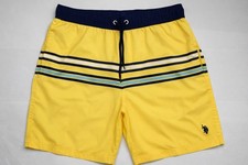 U.S. Polo Assn. Men's Swim Shorts Yellow Striped Beach Summer UPF50 Protection M