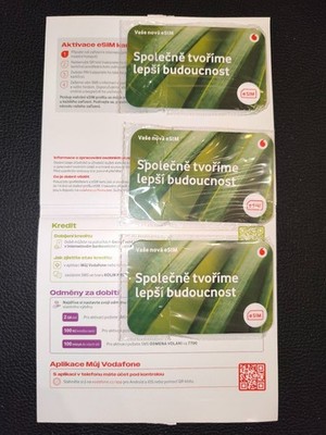 eSIM Czech Republic Vodafone Oskarta brand name, 3 SIM in ONE pack.