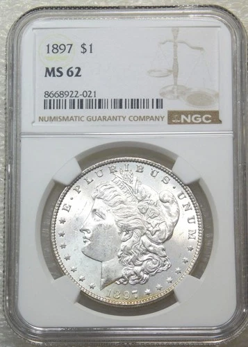 1897 P Morgan Silver Dollar NGC MS62 Frosty PQ Just Graded New Holder #A246T