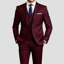 Men's 3-Piece Slim Fit Suit Set Formal Wedding Business Party Blazer Vest Pant