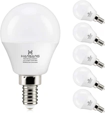 6 Watt (60W Equivalent) LED Bulbs, E12 Small Base Candelabra round Light Bulb, 6