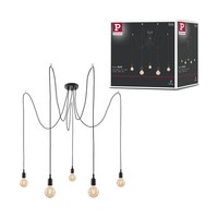 Neordic Pendelleuchte Ketil E27 Max. 5X60W Schwarz Dimmbar Silikon, Metall