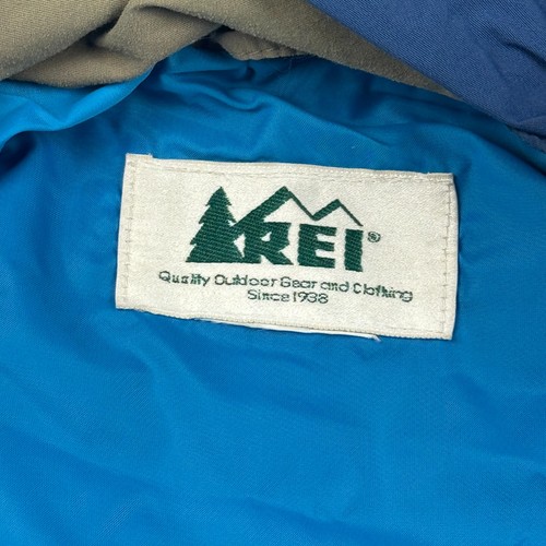 Vintage REI Parka Jacket Mens XL Blue Full Zip Hooded Rain Coat Packable Hood - Picture 5 of 11