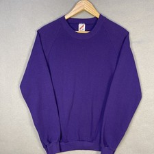 Vintage Jerzees Sweatshirt Mens XL Purple Crewneck 50/50 Raglan Made in USA 90s