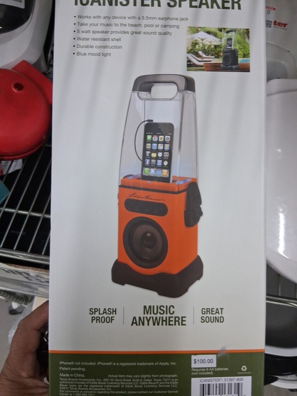 Eddie Bauer iCanister 5 Watt MP3 Speaker for iPhone Android Waterproof BD90069