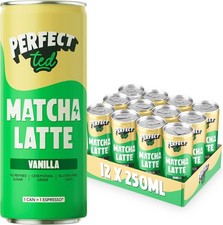 PerfectTed Vanilla Matcha Latte RTD, Ceremonial Grade Japanese, 12 x 250ml Cans