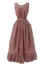 CR ROLECOS Vintage Ruffle Apron Women Colonial Pioneer Pinafore Medium Dry Rose