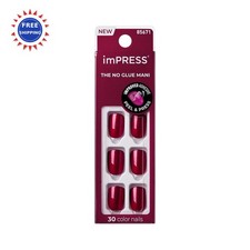 Press On Nails Red Velvet Short Size Squoval Shape 34 Piece Set KISS imPRESS