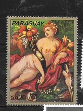 PARAGUAY SC#1502C 1973 DE CLERKE DONNA NUDA MNH XF VECCHIO TIMBRO PITTORICO DI ATTUALITÀ