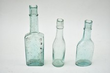 3 rare Antique  'shear neck' glass bottles,  Victorian.  Wedding or home decor